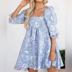Enchanting Beauty Periwinkle Floral Print Dress
